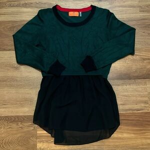 Patrizia Luca Milano Green Sweater with Black See-through Bottom size Small